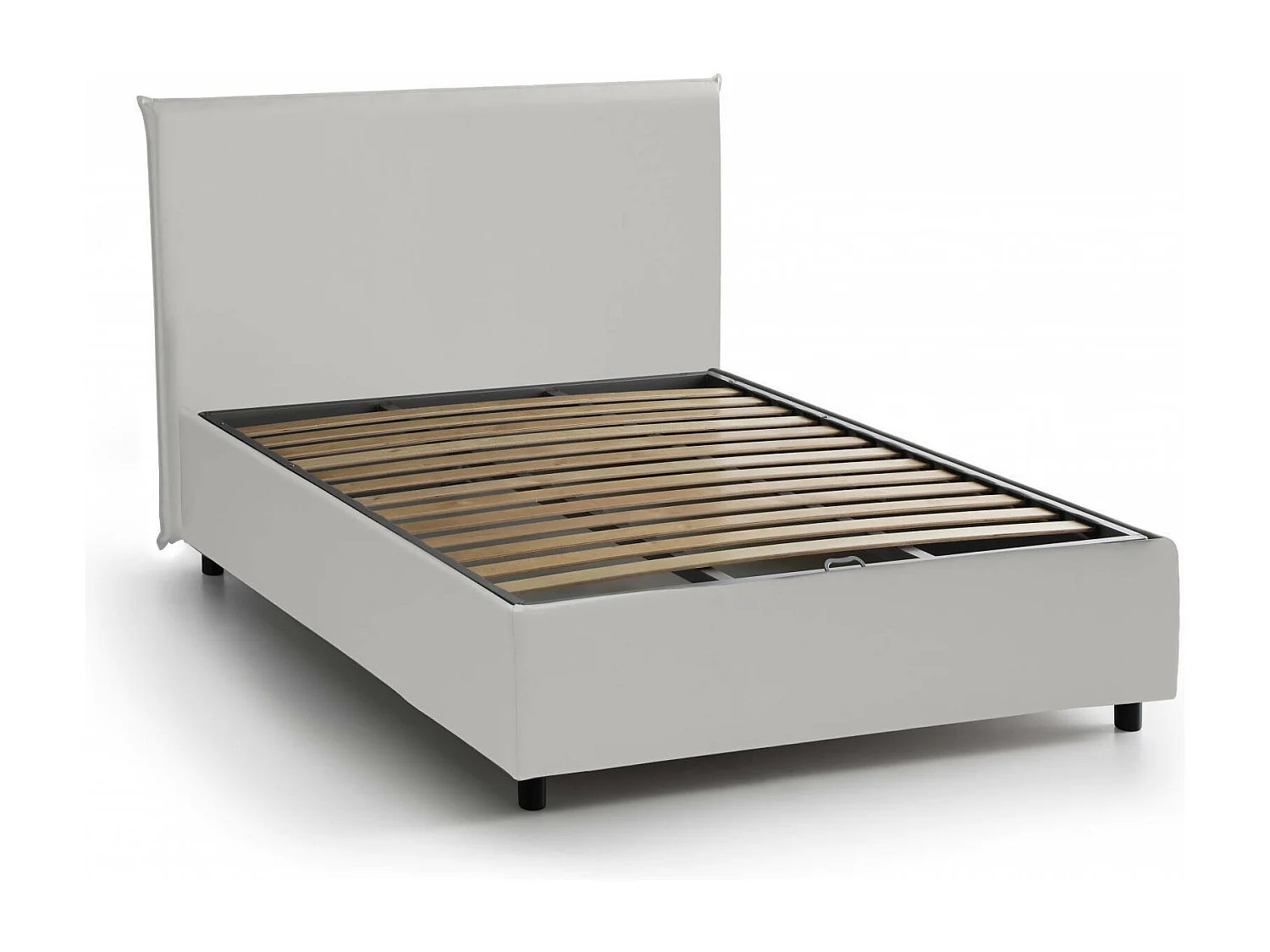 Lit double Assia, lit coffre avec revêtement en éco-cuir, 100% Made in Italy, ouverture frontale, adapté pour matelas 120x200 cm, blanc