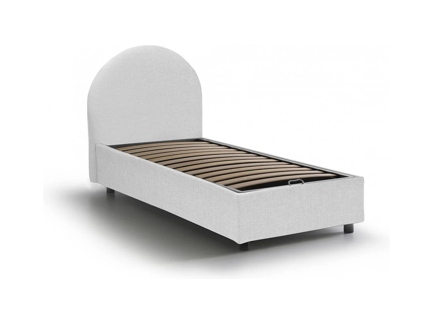 Lit simple Beatrice, Lit coffre avec revêtement en tissu, 100% Made in Italy, Ouverture frontale, adapté pour matelas 80x190 cm, Blanc