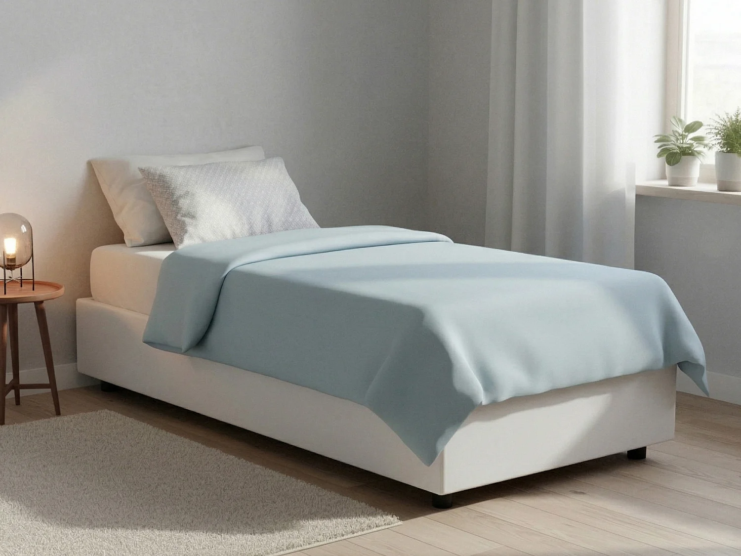 Italia Talamo Eenpersoonsbed Eleonora Wit, Inclusief Afneembare Matras, Opbergvak, Made in Italy