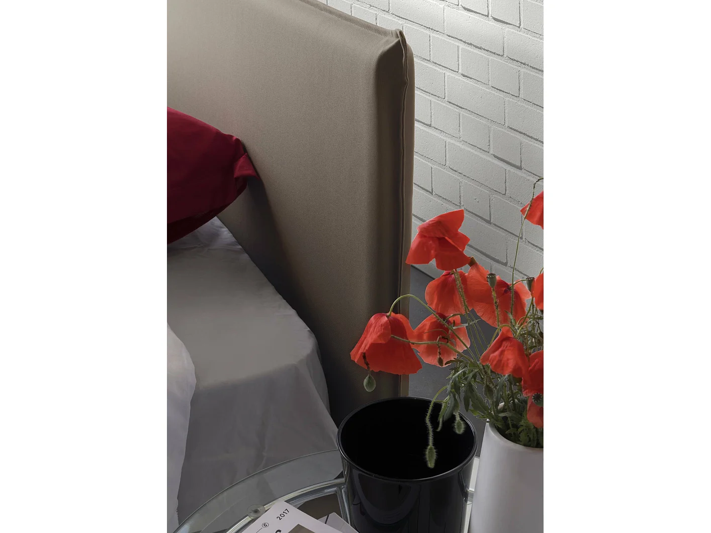 Lit double Brenda, Lit coffre avec revêtement en tissu, 100% Made in Italy, Ouverture frontale, avec matelas 160x200 cm inclus, Taupe