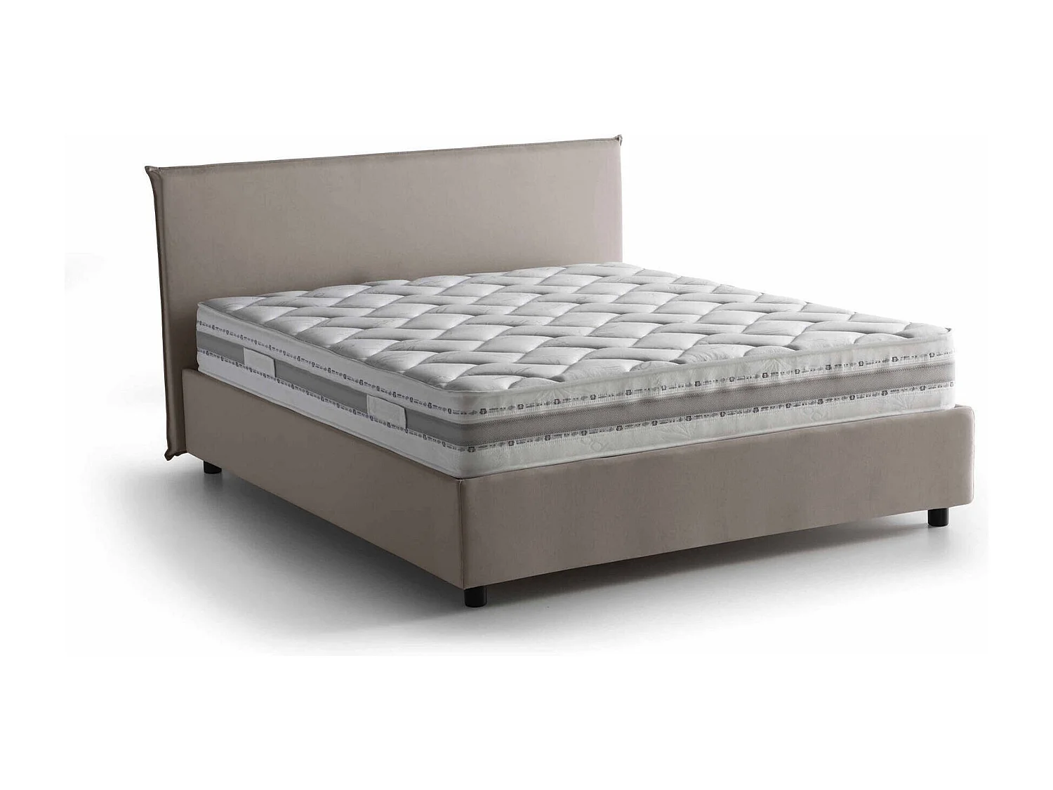 Lit double Brenda, Lit coffre avec revêtement en tissu, 100% Made in Italy, Ouverture frontale, avec matelas 160x200 cm inclus, Taupe