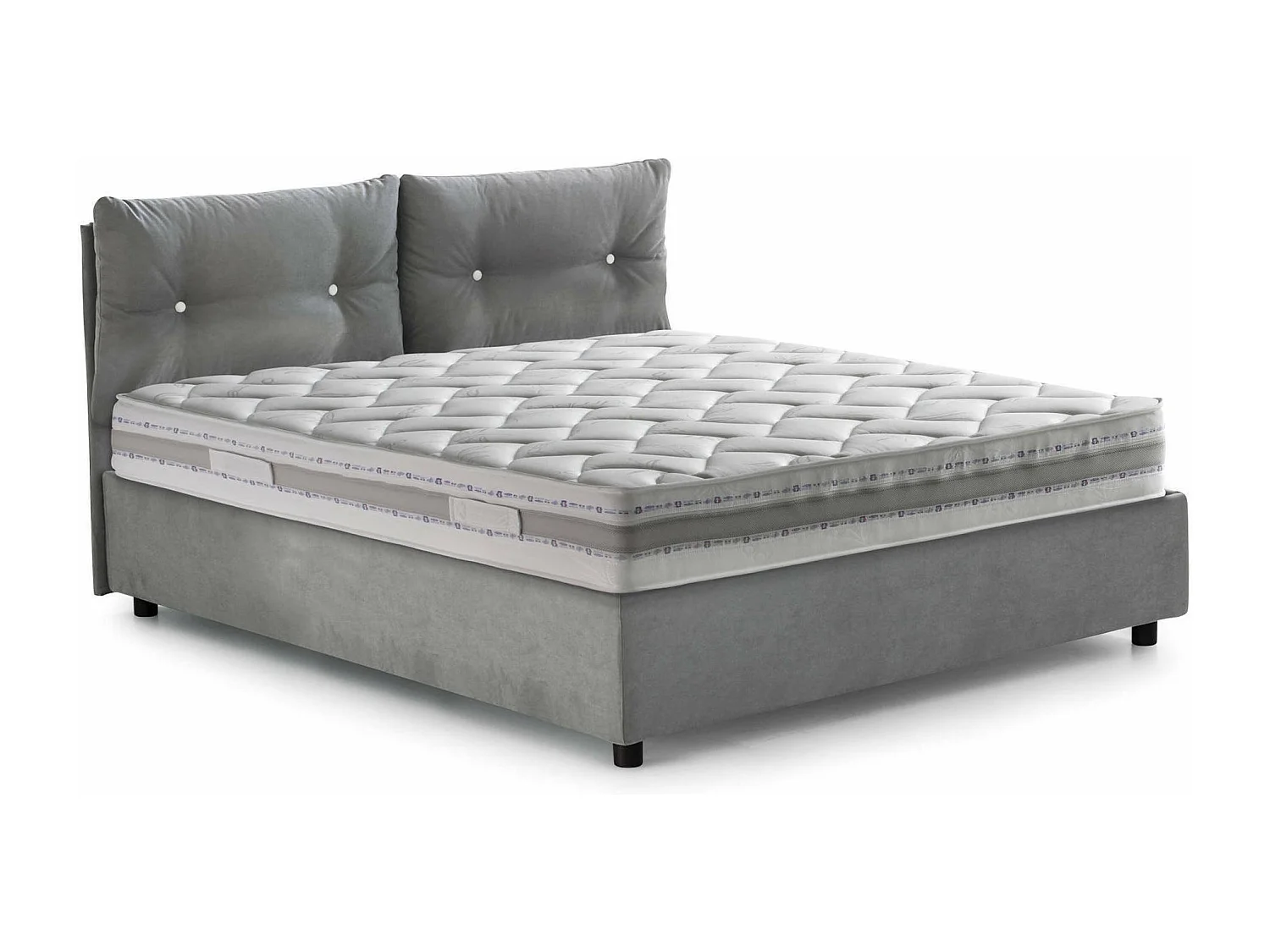 Lit double Petra, Lit coffre avec revêtement en tissu, 100% Made in Italy, Ouverture frontale, avec matelas 160x200 cm inclus, Gris