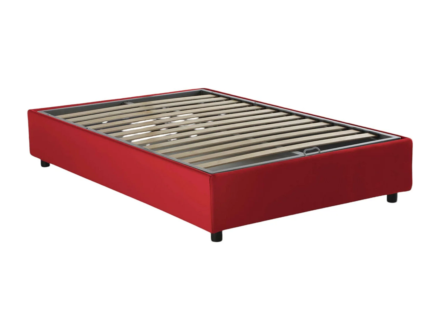 Cama doble Rebecca, Cama contenedor con revestimiento de tela, 100% Made in Italy, Apertura frontal, con colchón de 120x200 cm incluido, Rojo