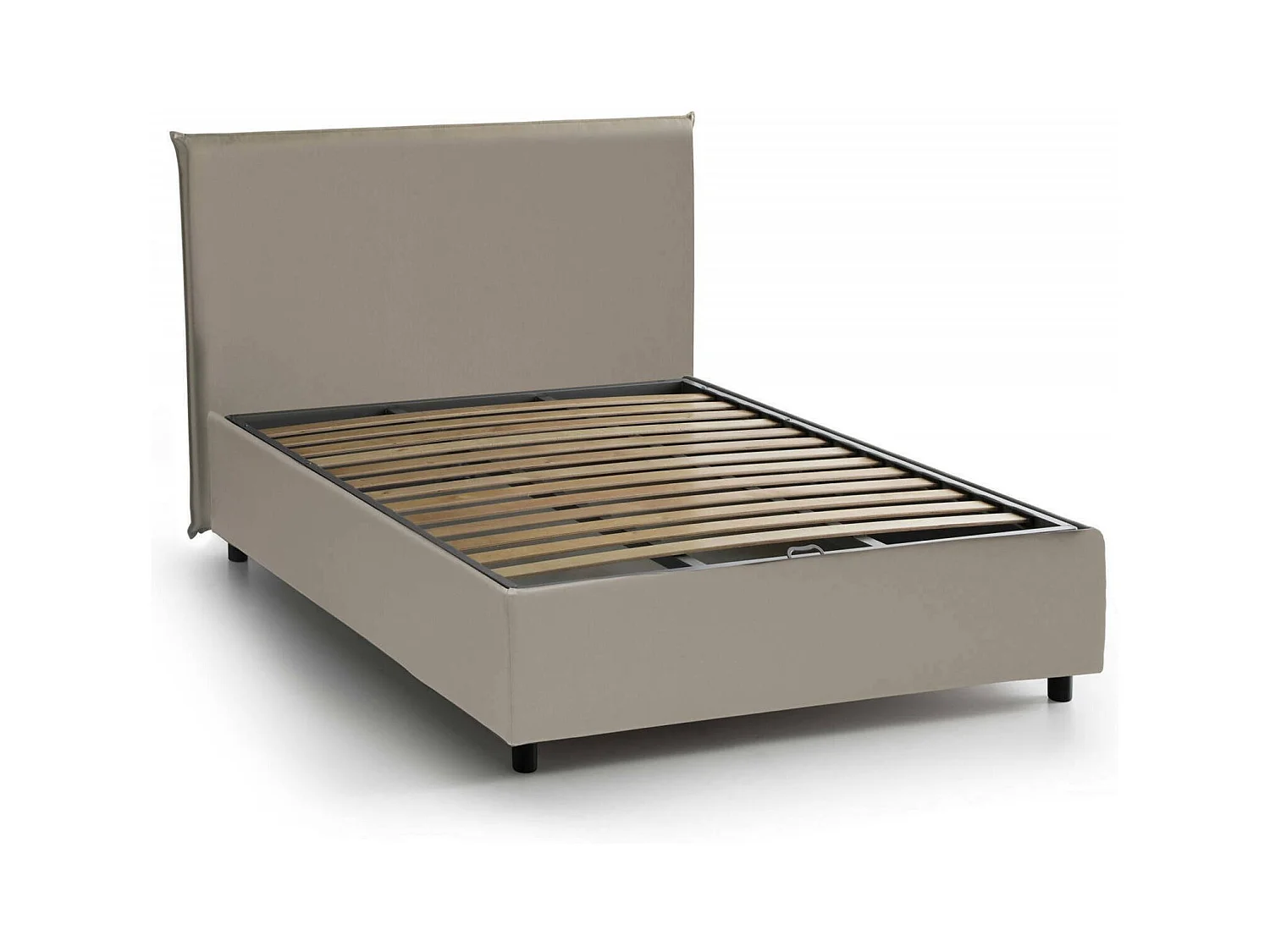 Cama doble Assia, canapé con revestimiento de ecopiel, 100% Made in Italy, apertura frontal, apto para colchón de 120x200 cm, gris tórtola
