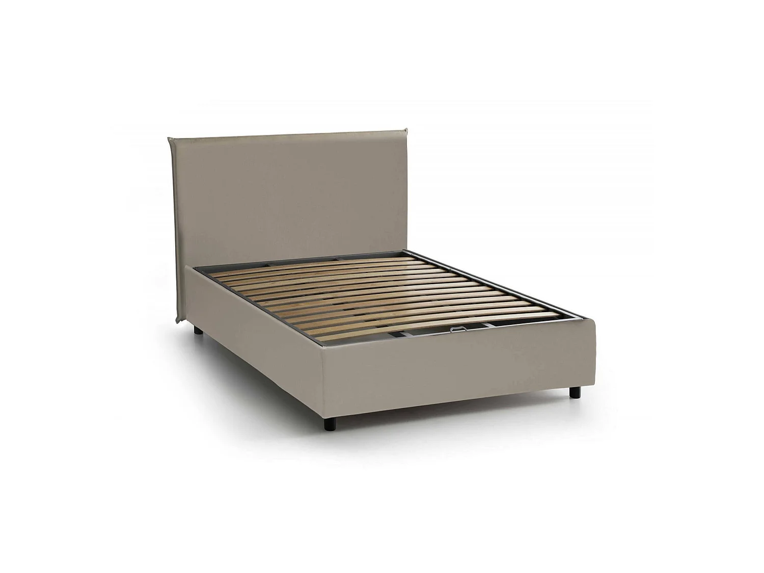 Cama doble Assia, canapé con revestimiento de ecopiel, 100% Made in Italy, apertura frontal, apto para colchón de 120x200 cm, gris tórtola
