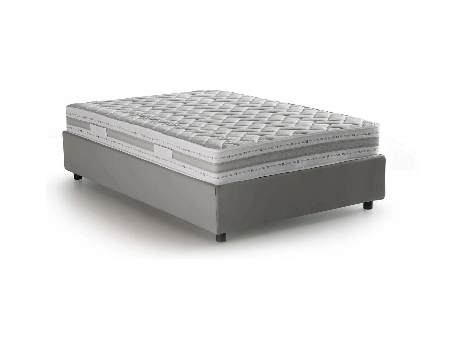 Lit double Rebecca, Lit coffre avec revêtement en tissu, 100% Made in Italy, Ouverture frontale, avec matelas 120x200 cm inclus, Gris