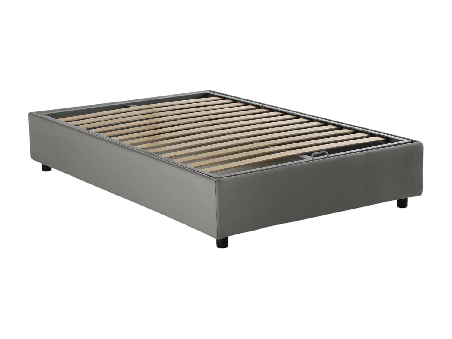 Letto piazza e mezza Rebecca, Letto contenitore con rivestimento in tessuto, 100% Made in Italy, Apertura frontale, con materasso Cm 120x200 incluso, Grigio