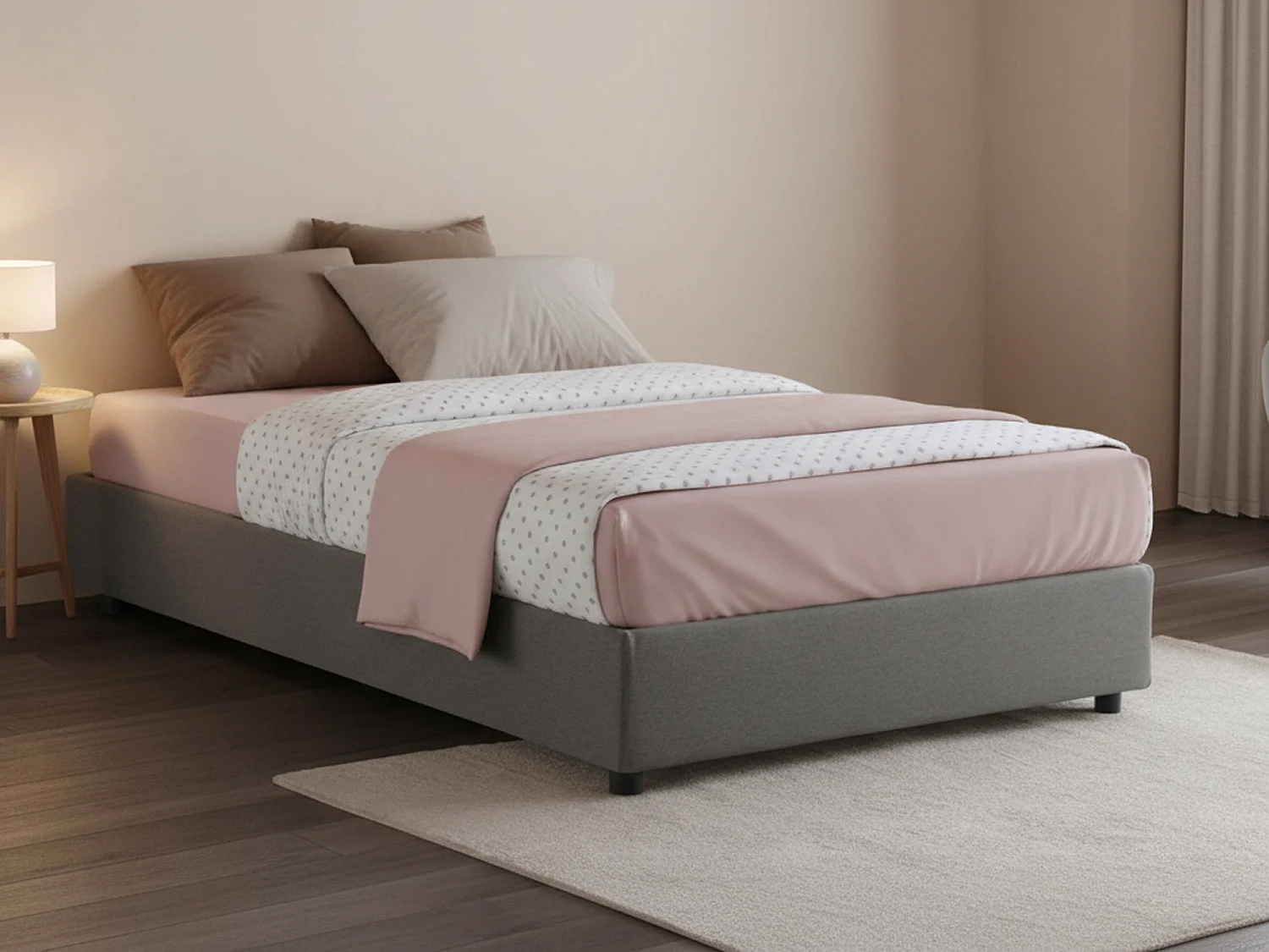 Lit double Rebecca, Lit coffre avec revêtement en tissu, 100% Made in Italy, Ouverture frontale, avec matelas 120x200 cm inclus, Gris