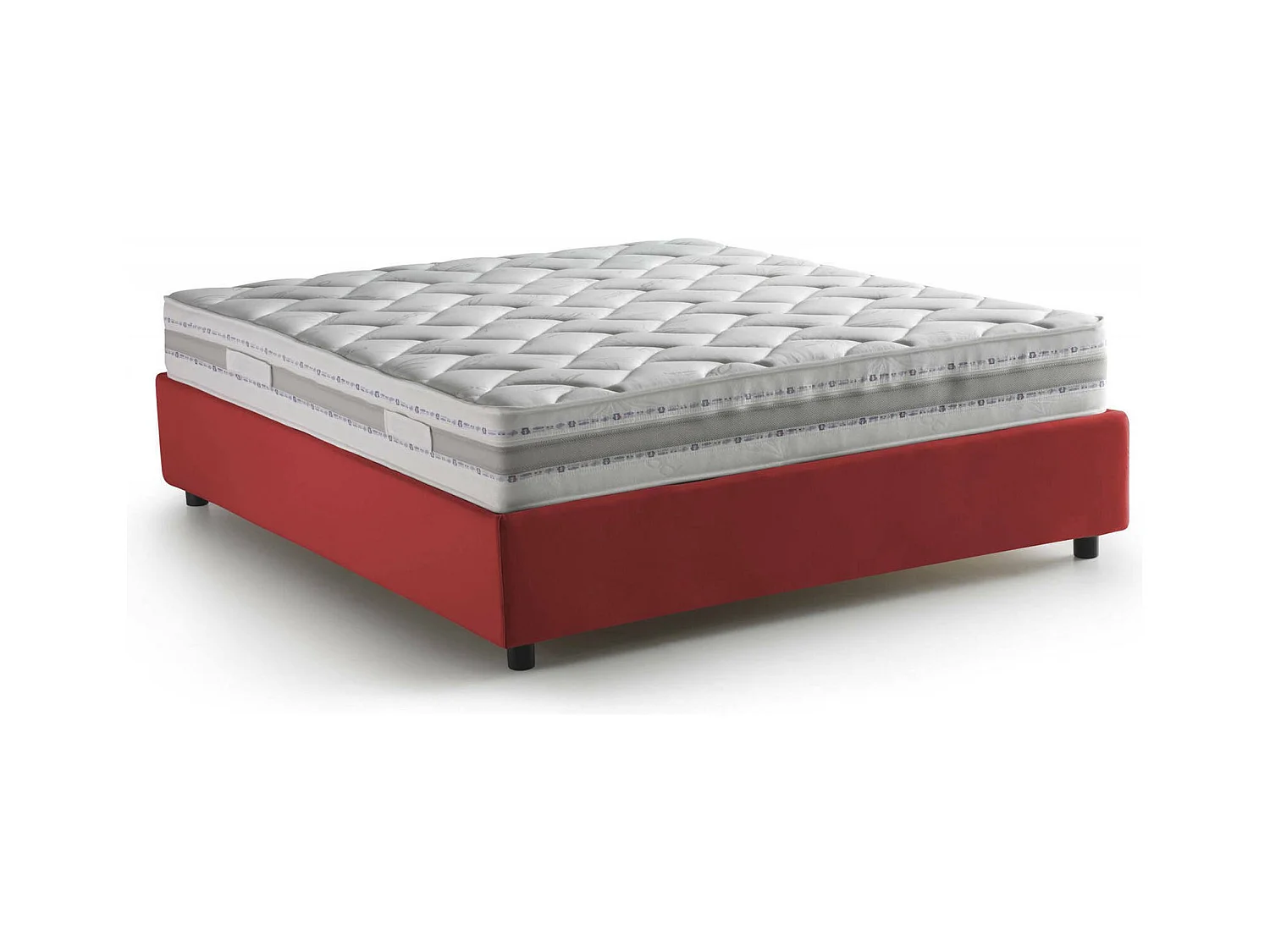 Lit double Grace, Lit coffre avec revêtement en tissu, 100% Made in Italy, Ouverture frontale, avec matelas 160x200 cm inclus, Rouge