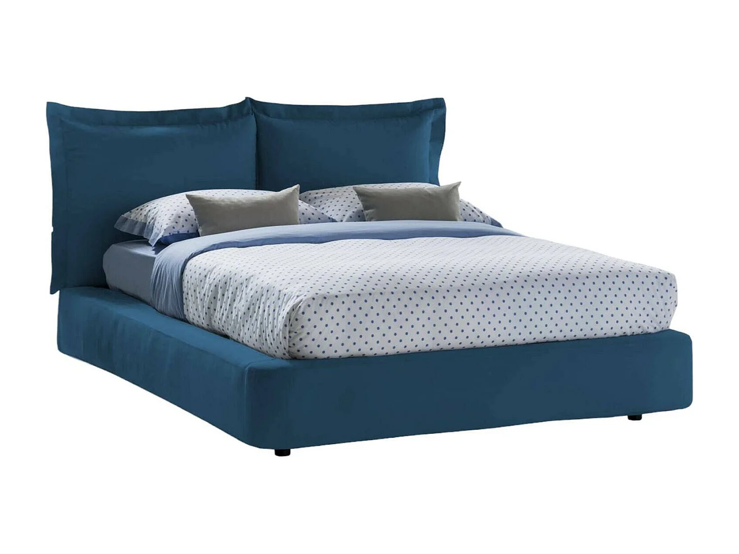 Tweepersoonsbed Cornelia Blauw: Afneembare Bekleding, Opbergruimte, Matrassenformaat 160x190 cm, Made in Italy