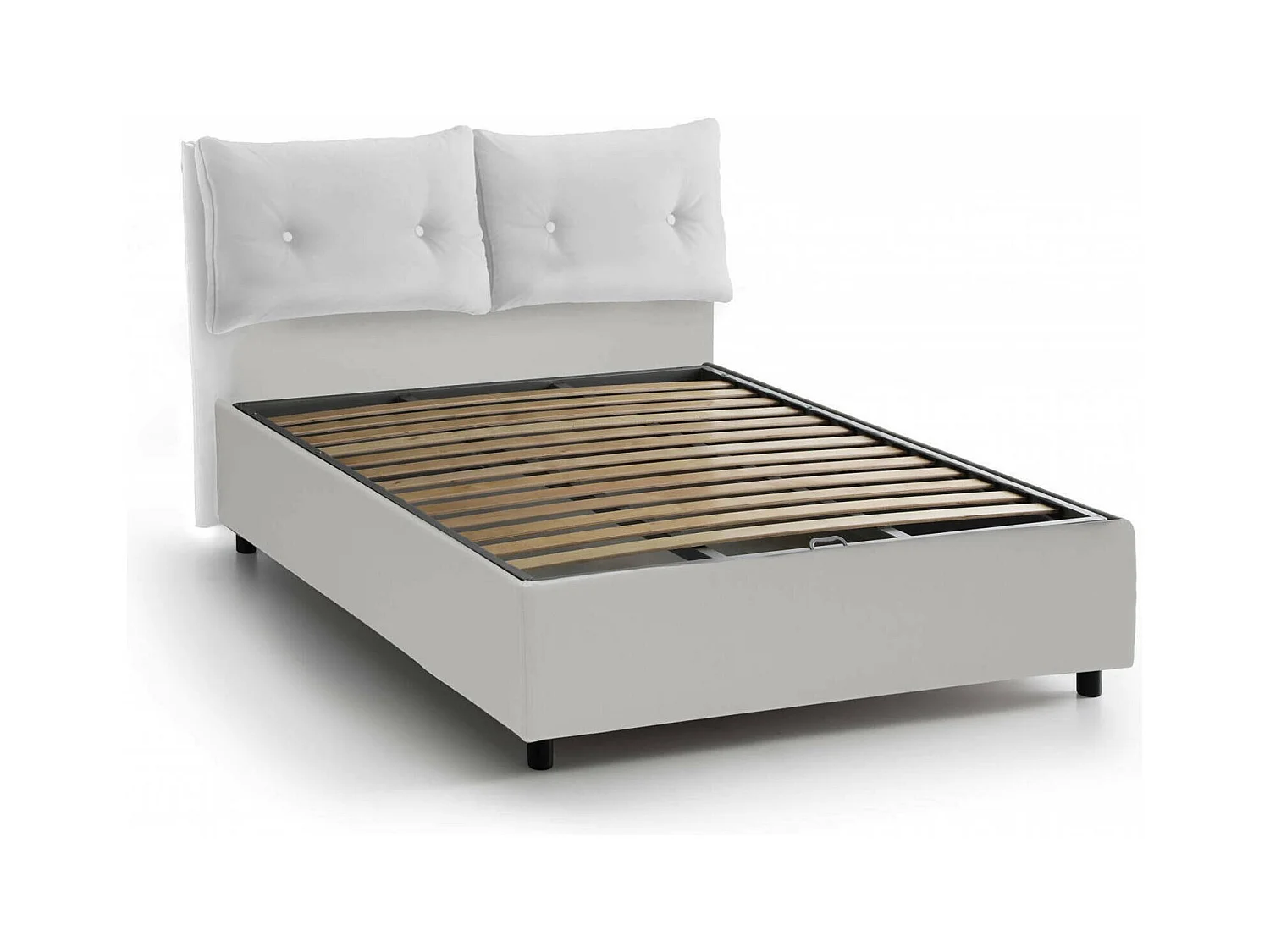 Fabiana tweepersoonsbed, Opbergbed met stoffen bekleding, 100% Made in Italy, Opening aan de voorkant, geschikt voor matras van 160x200 cm, Wit