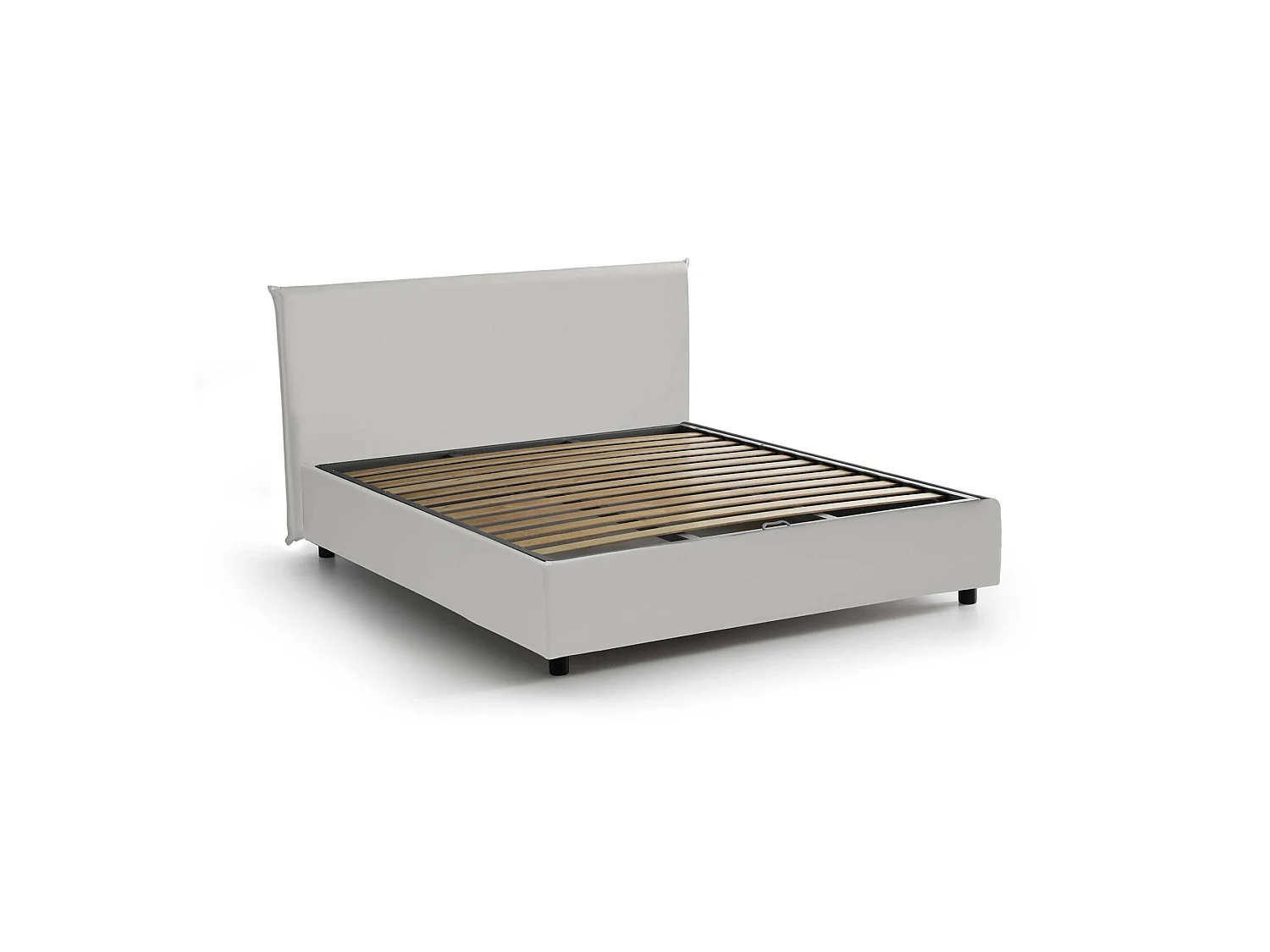 Lit double Aurea, Lit coffre avec revêtement en éco-cuir, 100% Made in Italy, Ouverture frontale, adapté pour matelas 140x190 cm, Blanc