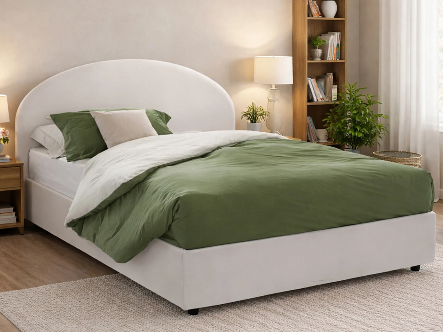 Lit double Conny, Lit coffre avec revêtement en éco-cuir, 100% Made in Italy, Ouverture frontale, adapté pour matelas 160x190 cm, Blanc