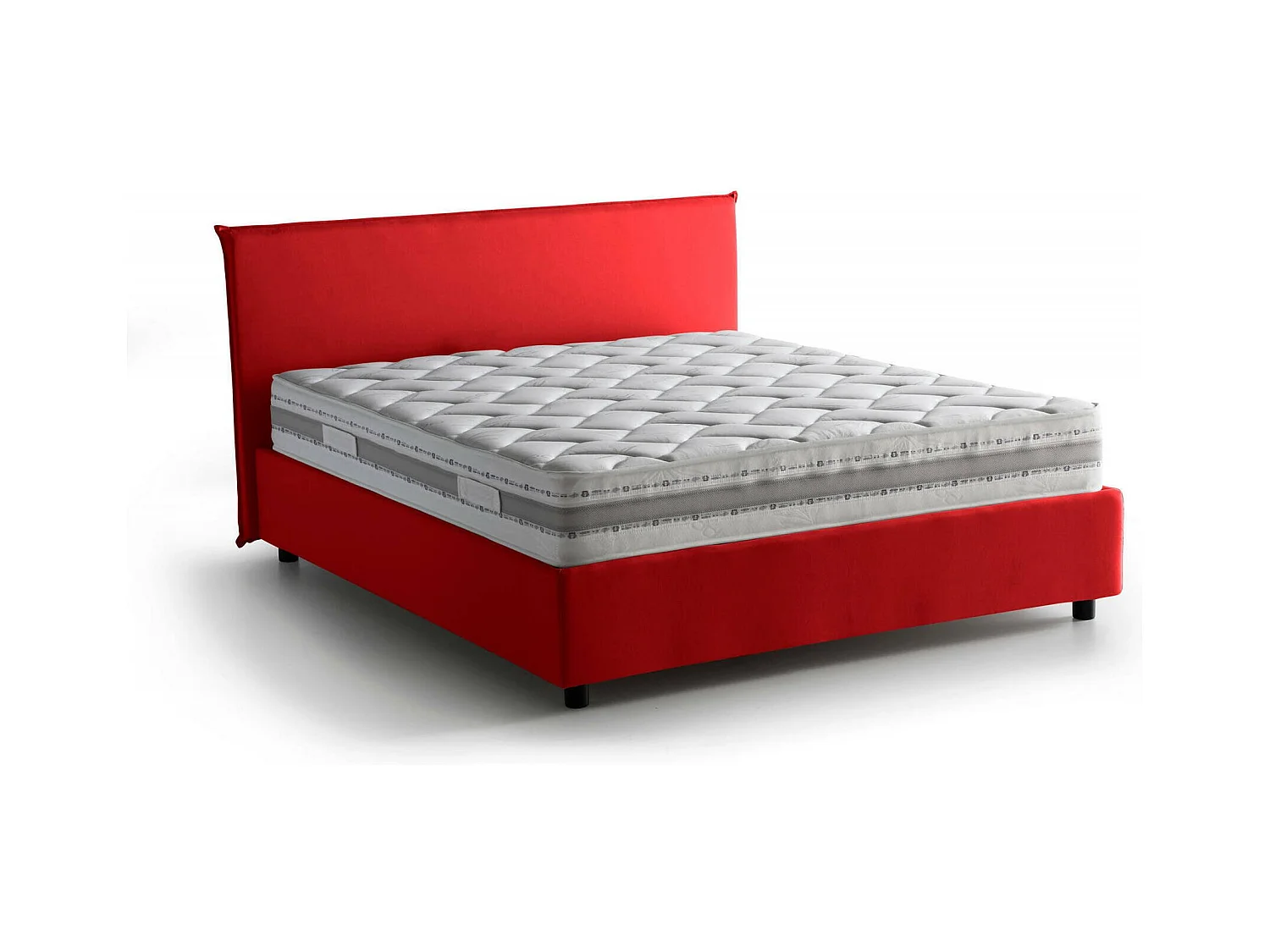 Lit double Bibiana, Lit coffre avec revêtement en tissu, 100% Made in Italy, Ouverture frontale, avec matelas 160x190 cm inclus, Rouge
