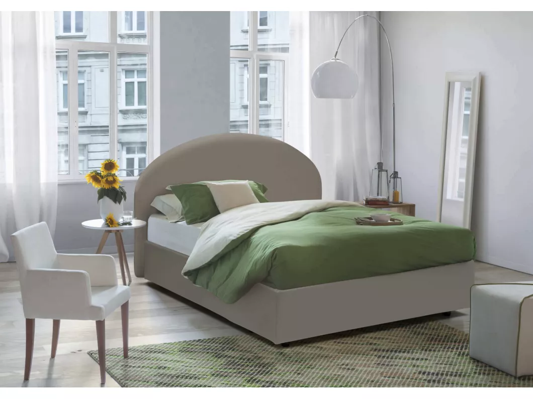 Kauf Unique Doppelbett „Conny“, Bettkasten mit Kunstlederbezug, 100 % Made in Italy, Öffnung vorne, geeignet für Matratze 160 x 190 cm, Taupe