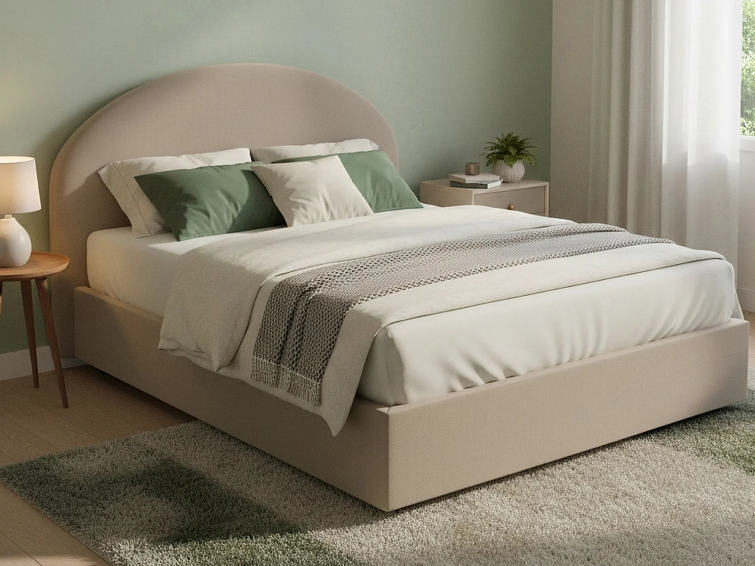 Lit double Conny, Lit coffre avec revêtement en éco-cuir, 100% Made in Italy, Ouverture frontale, adapté pour matelas 160x190 cm, Taupe