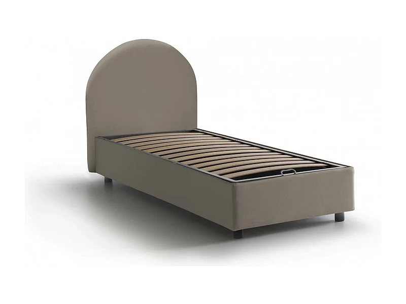 Ginevra eenpersoonsbed, Opbergbed met eco-lederen bekleding, 100% Made in Italy, Opening aan de voorkant, geschikt voor matras 80x190 cm, duifgrijs