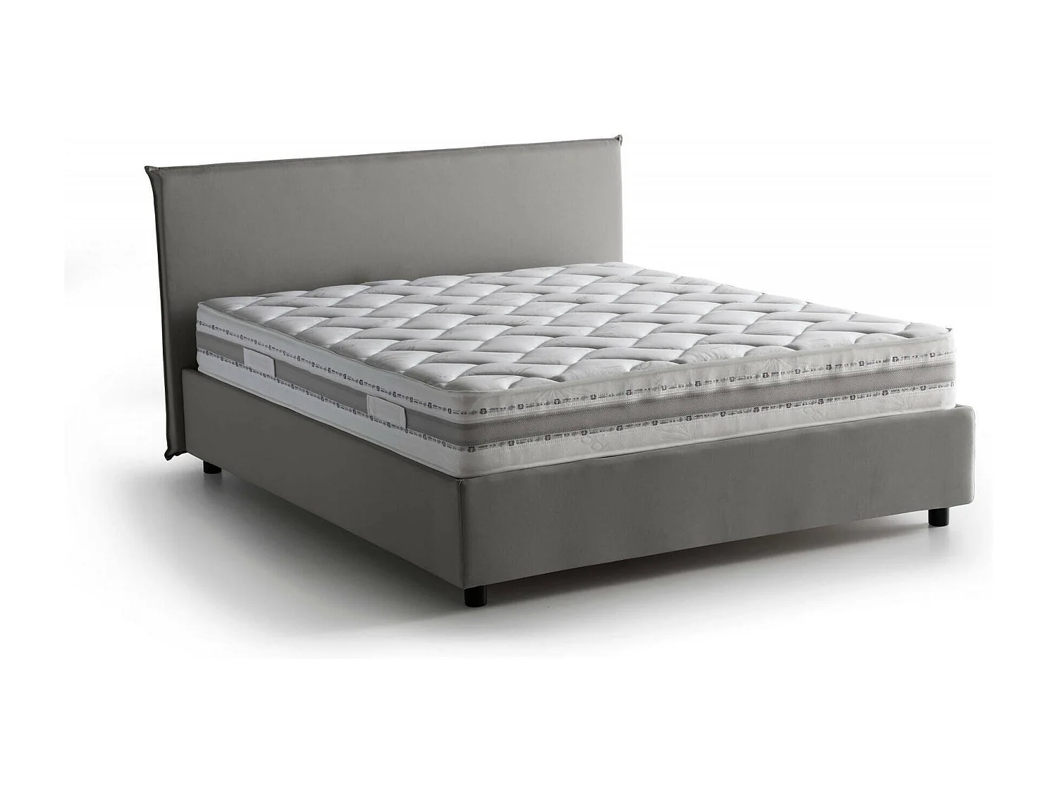 Lit double Bibiana, Lit coffre avec revêtement en tissu, 100% Made in Italy, Ouverture frontale, avec matelas 160x190 cm inclus, Gris