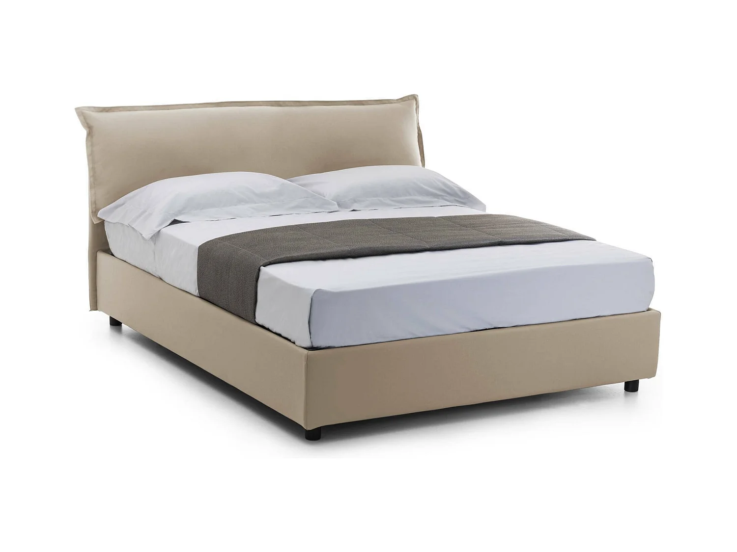 Cloe tweepersoonsbed, Opbergbed met afneembare hoes met gestoffeerd hoofdeinde en opbergbedframe, 100% Made in Italy, geschikt voor matras 160x200 cm, Beige