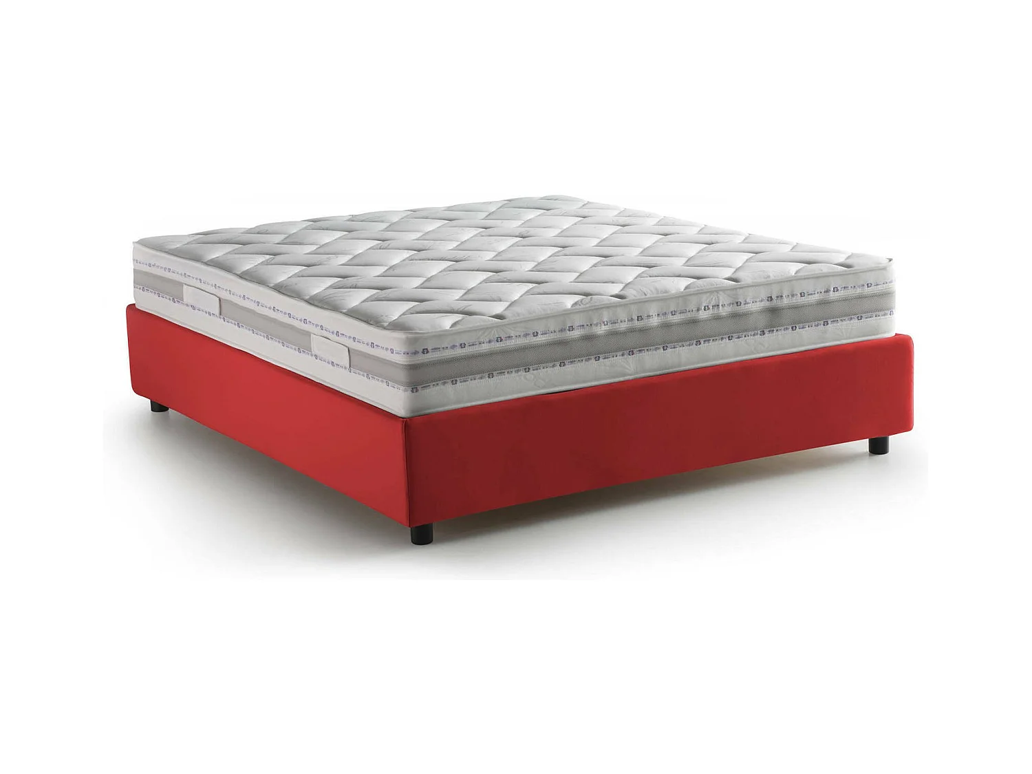 Adele tweepersoonsbed, Opbergbed met stoffen bekleding, 100% Made in Italy, Opening aan de voorzijde, inclusief matras 140x190 cm, Rood