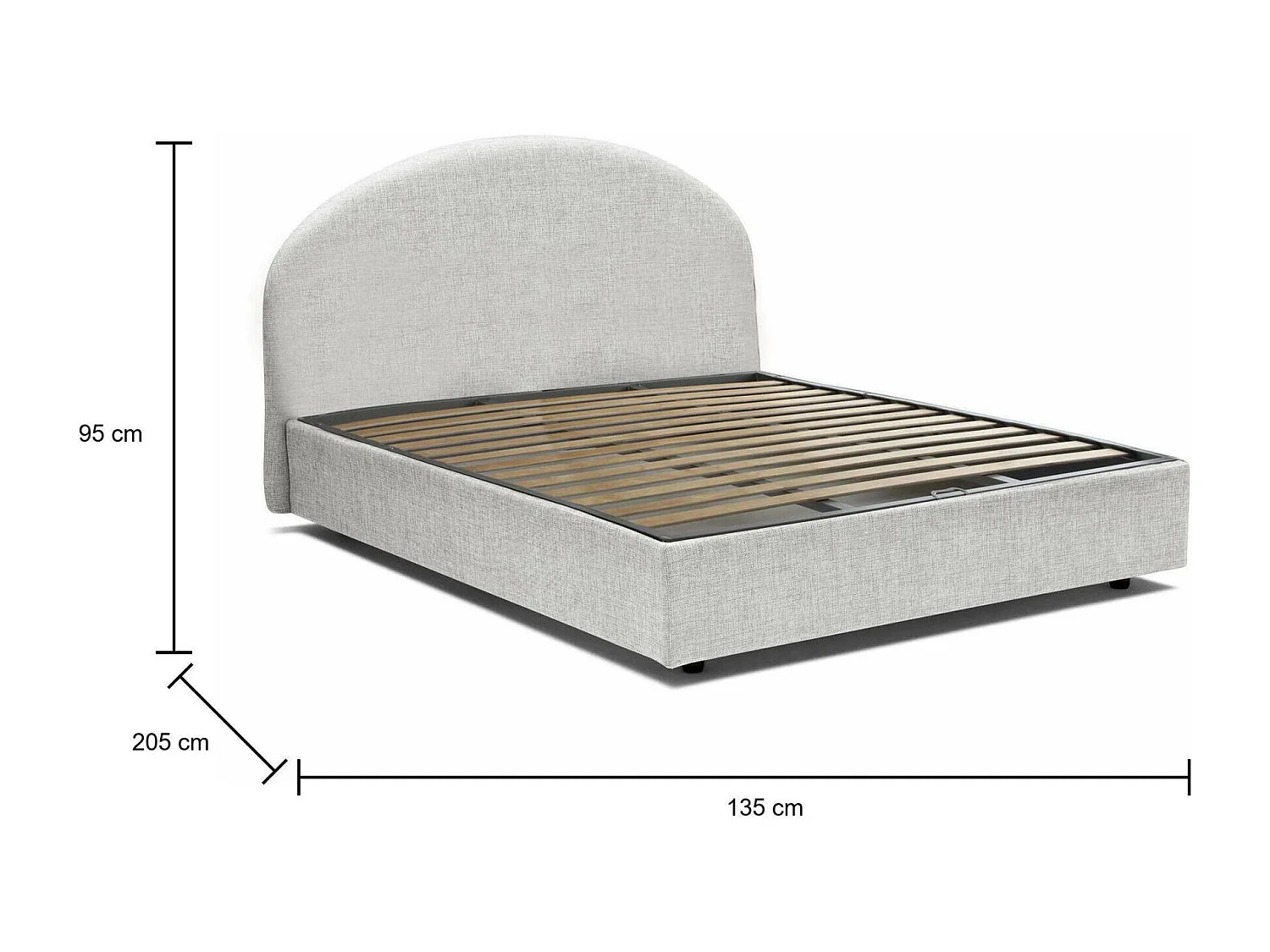 Concetta-Queensize-Bett, Bettkasten mit Stoffbezug, 100 % Made in Italy, Öffnung vorne, geeignet für Matratzen 120 x 190 cm, Weiß