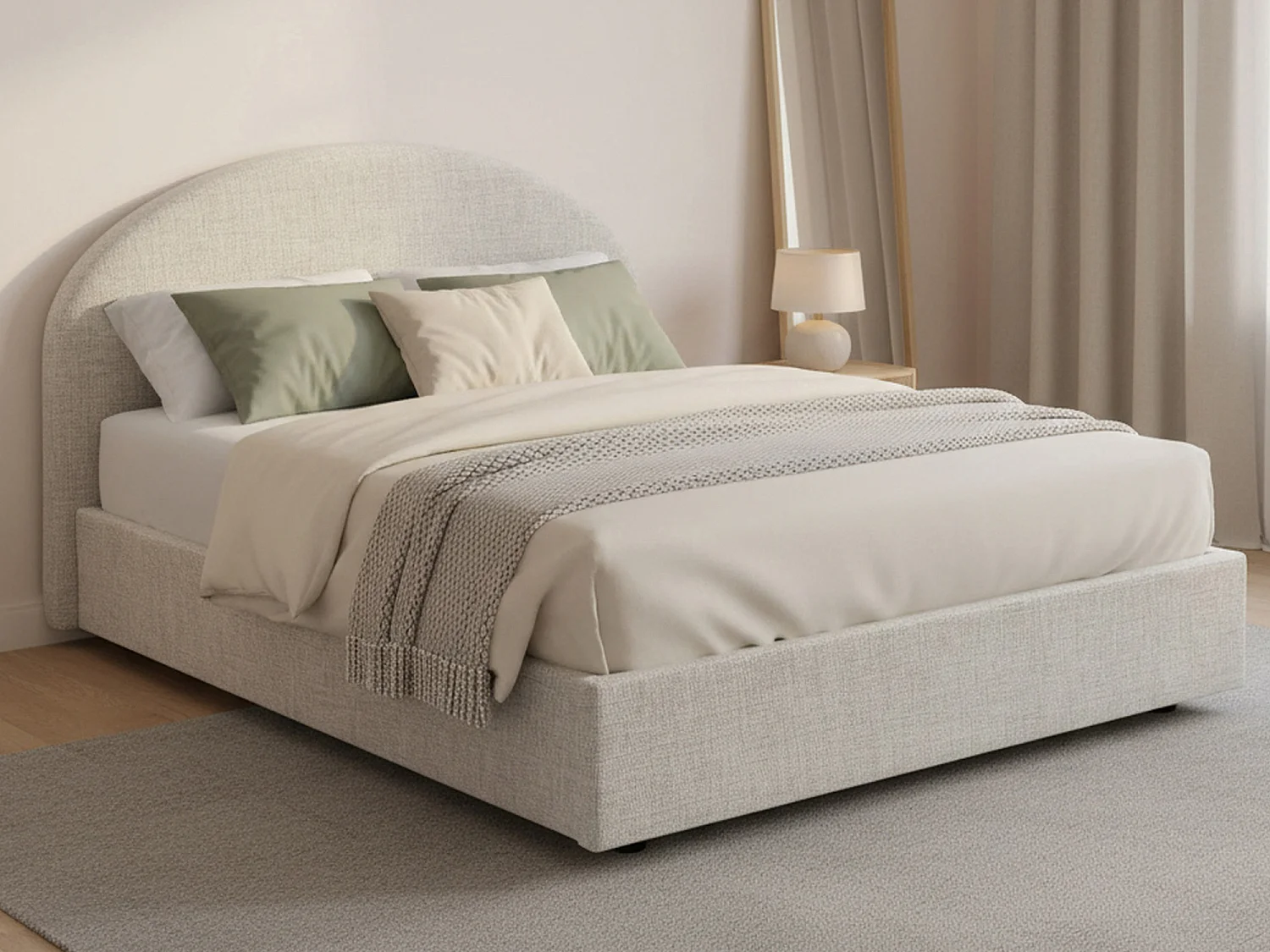 Lit queen size Concetta, Lit coffre avec revêtement en tissu, 100% Made in Italy, Ouverture frontale, adapté pour matelas 120x190 cm, Blanc