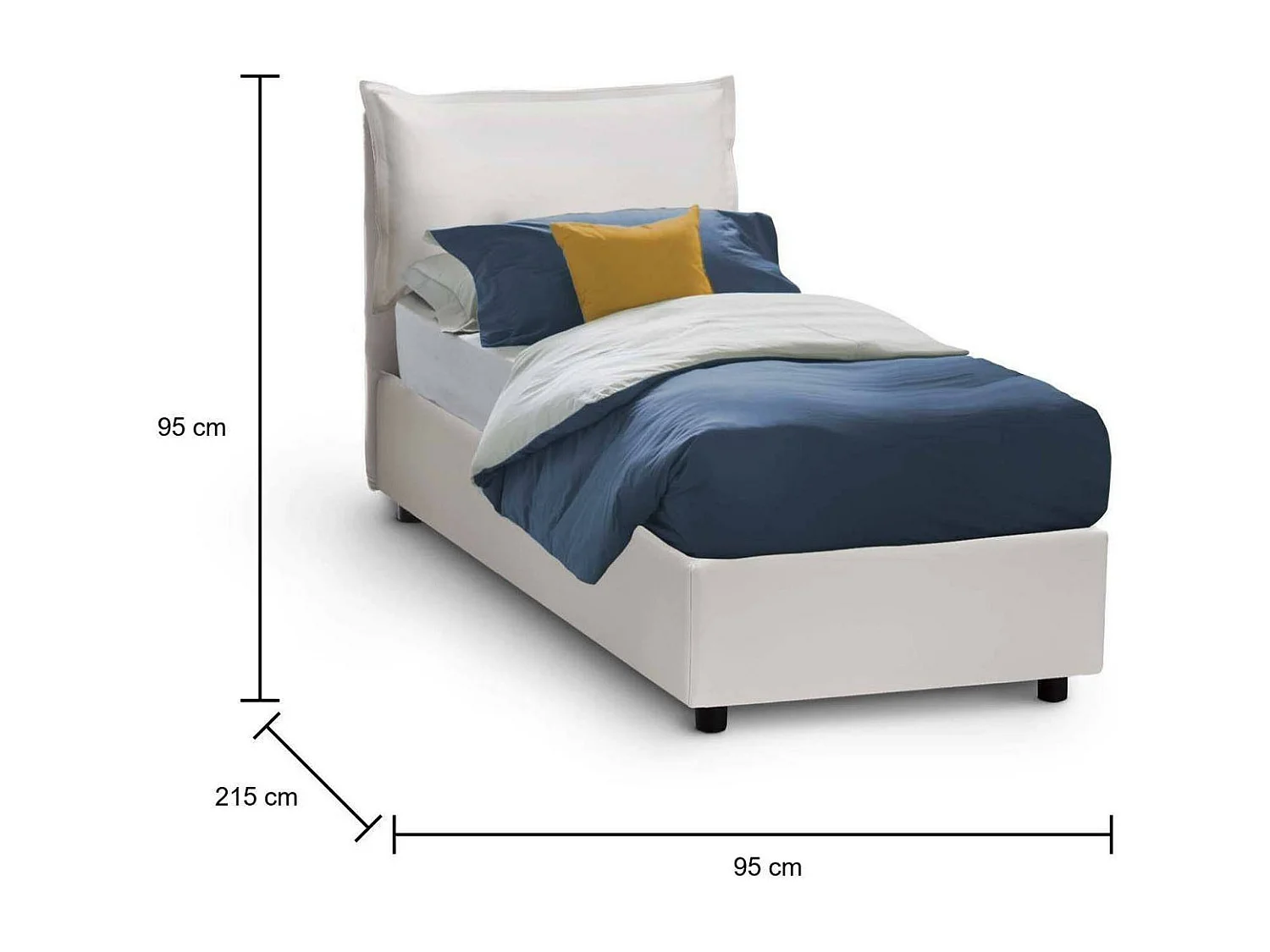 Naomi eenpersoonsbed, Opbergbed met bekleding van eco-leer, 100% Made in Italy, Opening aan de voorkant, inclusief matras van 80x200 cm, Wit