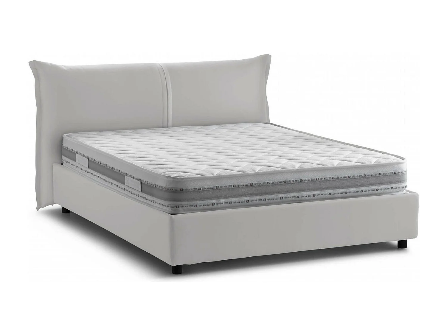 Lit double Cloide, Lit coffre avec revêtement en tissu, 100% Made in Italy, Ouverture frontale, avec matelas 160x200 cm inclus, Blanc