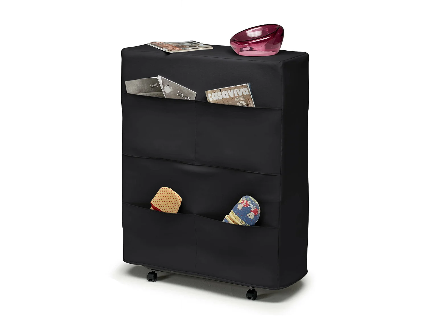 Lit pliant Betta, lit simple orthopédique et pliable, 100% Made in Italy, lit avec revêtement en éco-cuir, avec matelas 80x190 cm inclus, Noir
