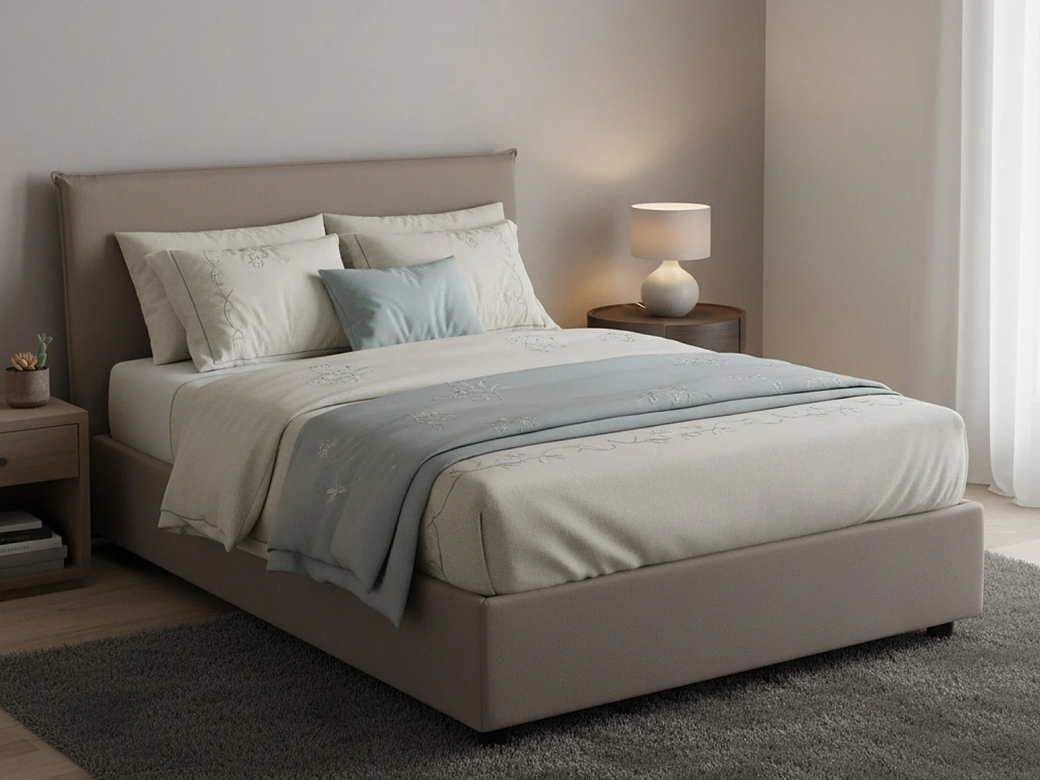 Ashasa Doppelbett, Bettkasten mit Stoffbezug, 100 % Made in Italy, Ã–ffnung vorne, geeignet für Matratze 120 x 190 cm, taubengrau