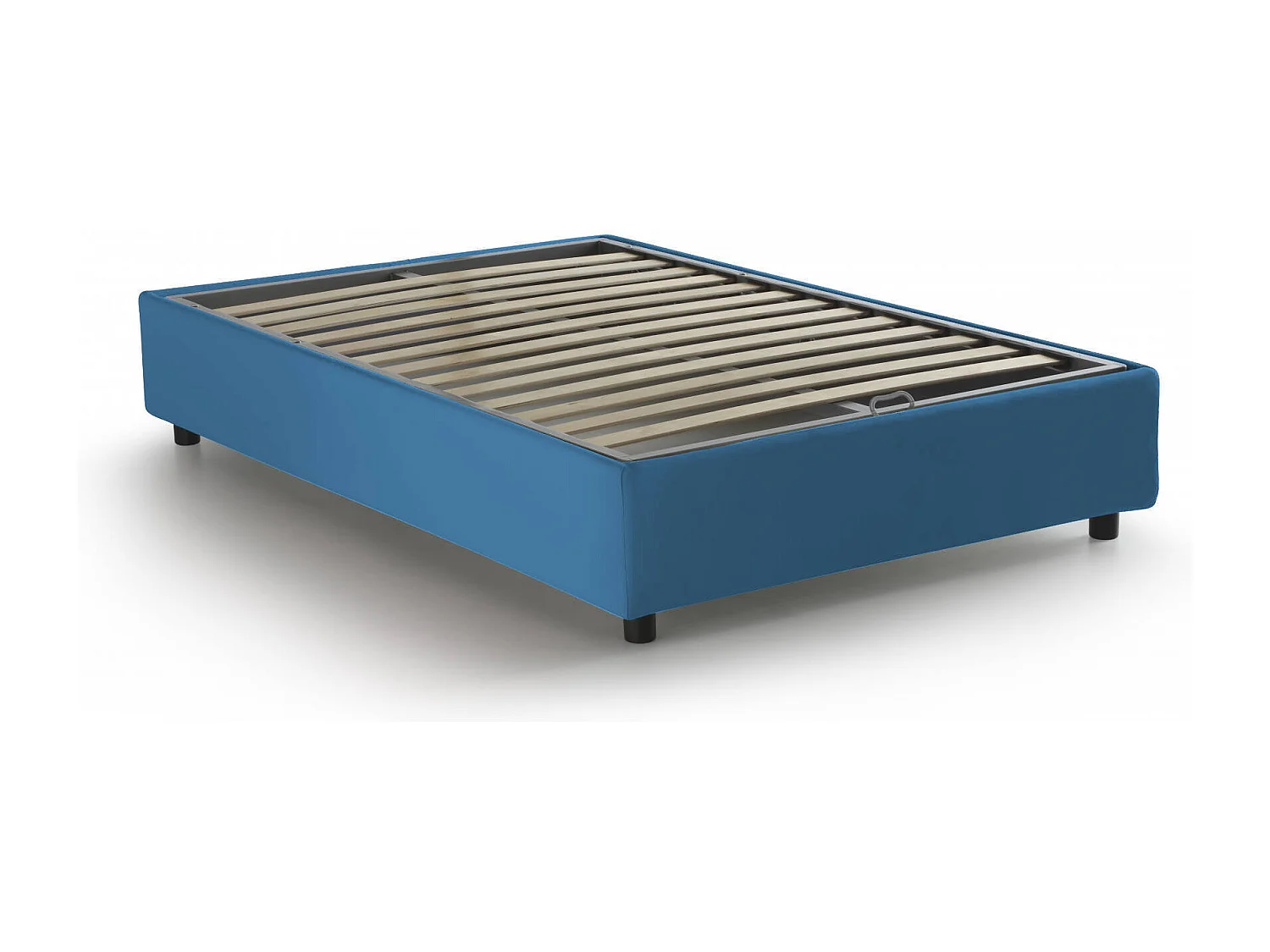Cama doble Nicole, Cama contenedor con revestimiento de tela, 100% Made in Italy, Apertura frontal, Apto para colchón de 120x190 cm, Azul