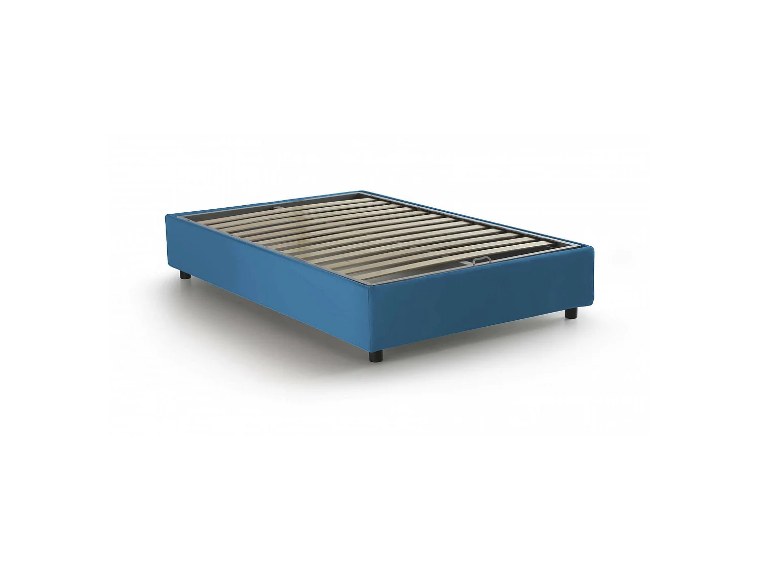 Letto piazza e mezza Nicole, Letto contenitore con rivestimento in tessuto, 100% Made in Italy, Apertura frontale, adatto per materasso Cm 120x190, Blu