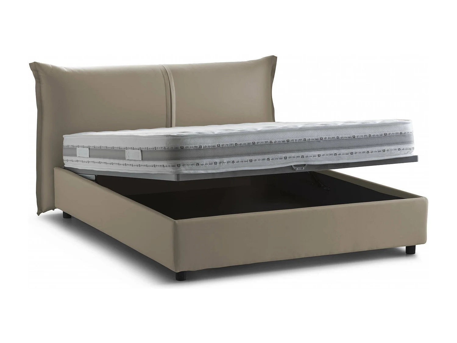 Lit double Cesira, Lit coffre avec revêtement en tissu, 100% Made in Italy, Ouverture frontale, adapté pour matelas 160x200 cm, Taupe