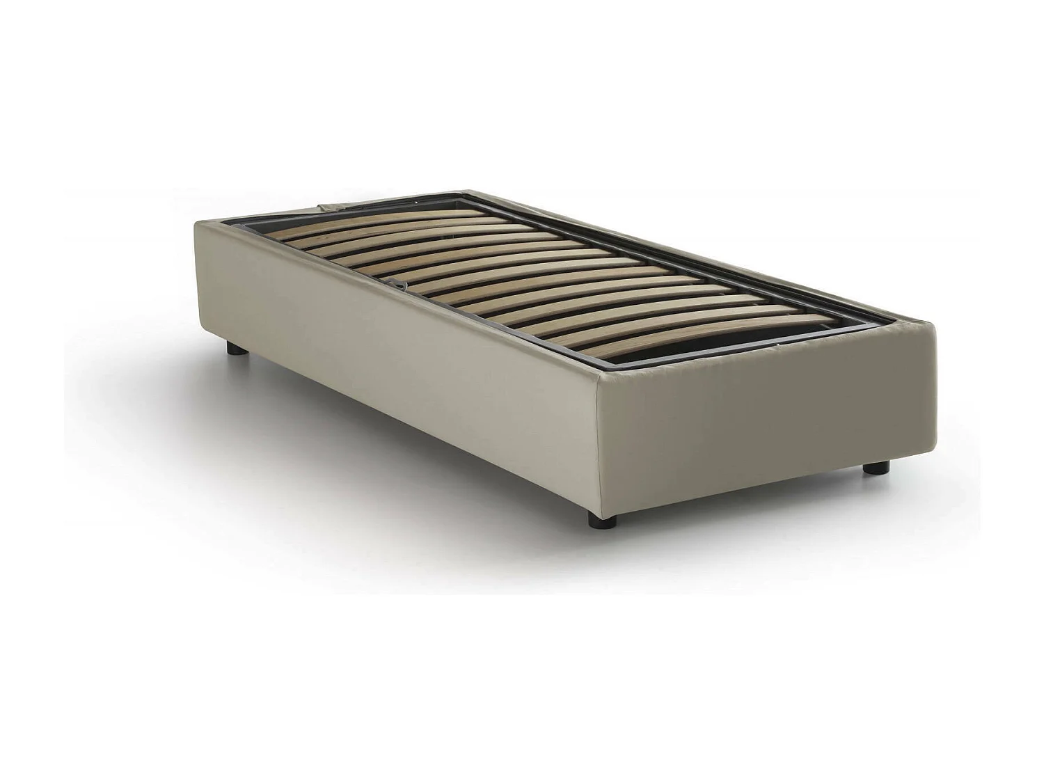 Lit simple Rachele, Lit coffre avec revêtement en tissu, 100% Made in Italy, Ouverture frontale, avec matelas 80x200 cm inclus, Beige