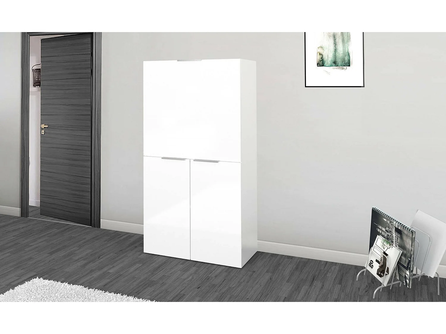 Scrivania effetto legno bianco lucido 70x35h140 cm