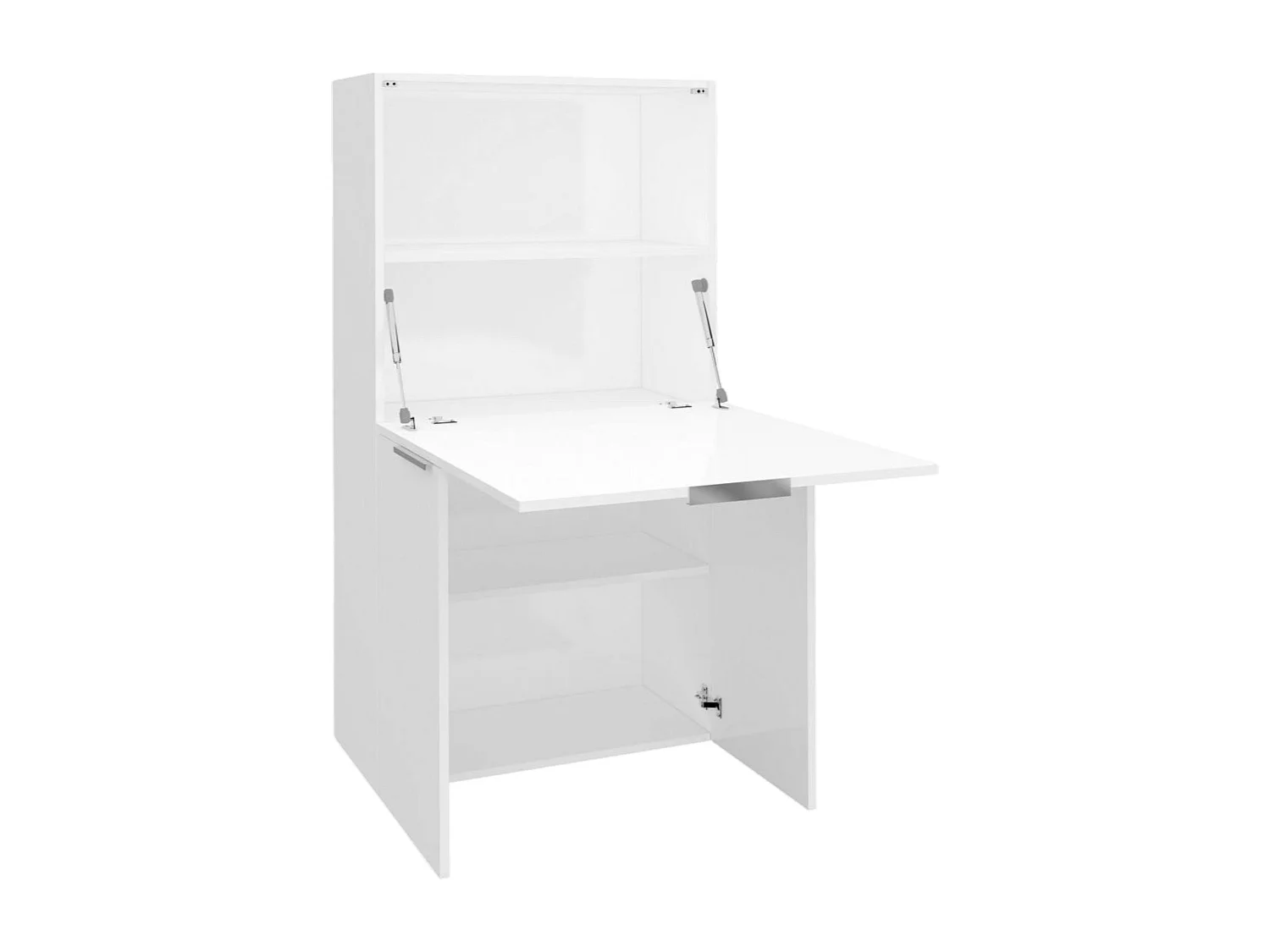 Dmora - Bureau Gianpiero, 70x35h140 cm, Blanc brillant, Panneau effet bois