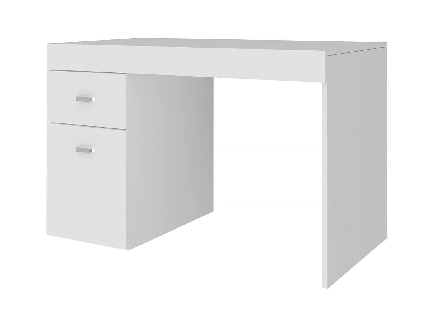 Carmine bureau, Lineair PC-bureau, Multifunctionele kantoortafel, Ruimtebesparend bureau, 100% Made in Italy, 100x60h75 cm, Glanzend wit lariks,