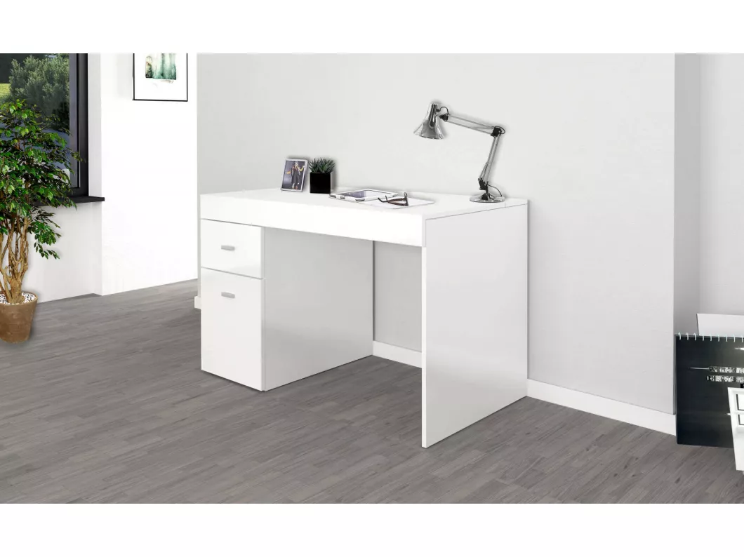 Kauf Unique Schreibtisch Carmine, linearer PC-Schreibtisch, Mehrzweck-Bürotisch, platzsparender Schreibtisch, 100 % Made in Italy, 100 x 60 x 75 cm, glänzend weiße Lärche