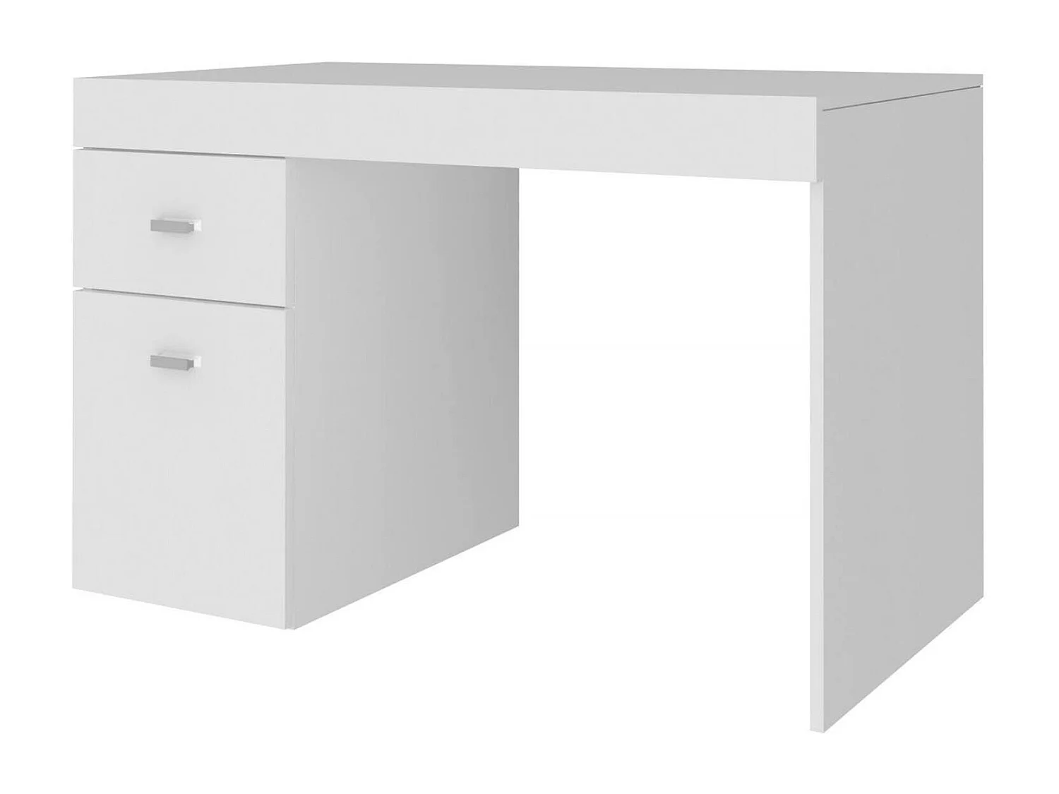 Carmine bureau, Lineair PC-bureau, Multifunctionele kantoortafel, Ruimtebesparend bureau, 100% Made in Italy, 100x60h75 cm, Glanzend wit lariks,