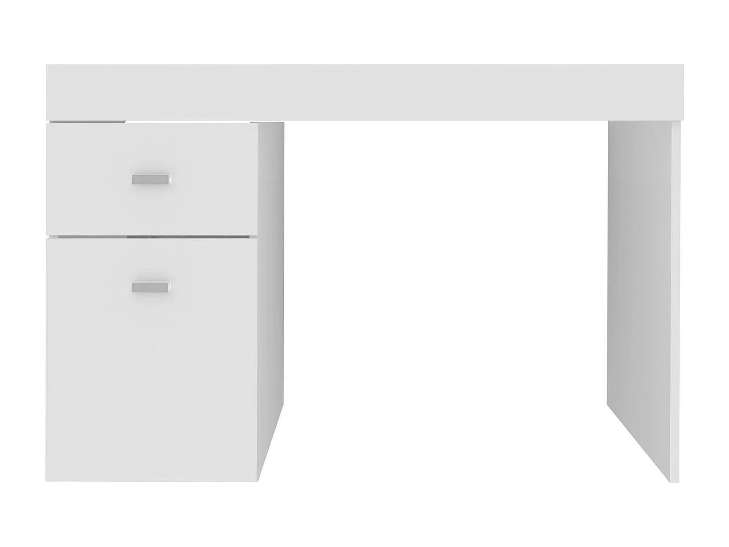 Carmine bureau, Lineair PC-bureau, Multifunctionele kantoortafel, Ruimtebesparend bureau, 100% Made in Italy, 100x60h75 cm, Glanzend wit lariks,
