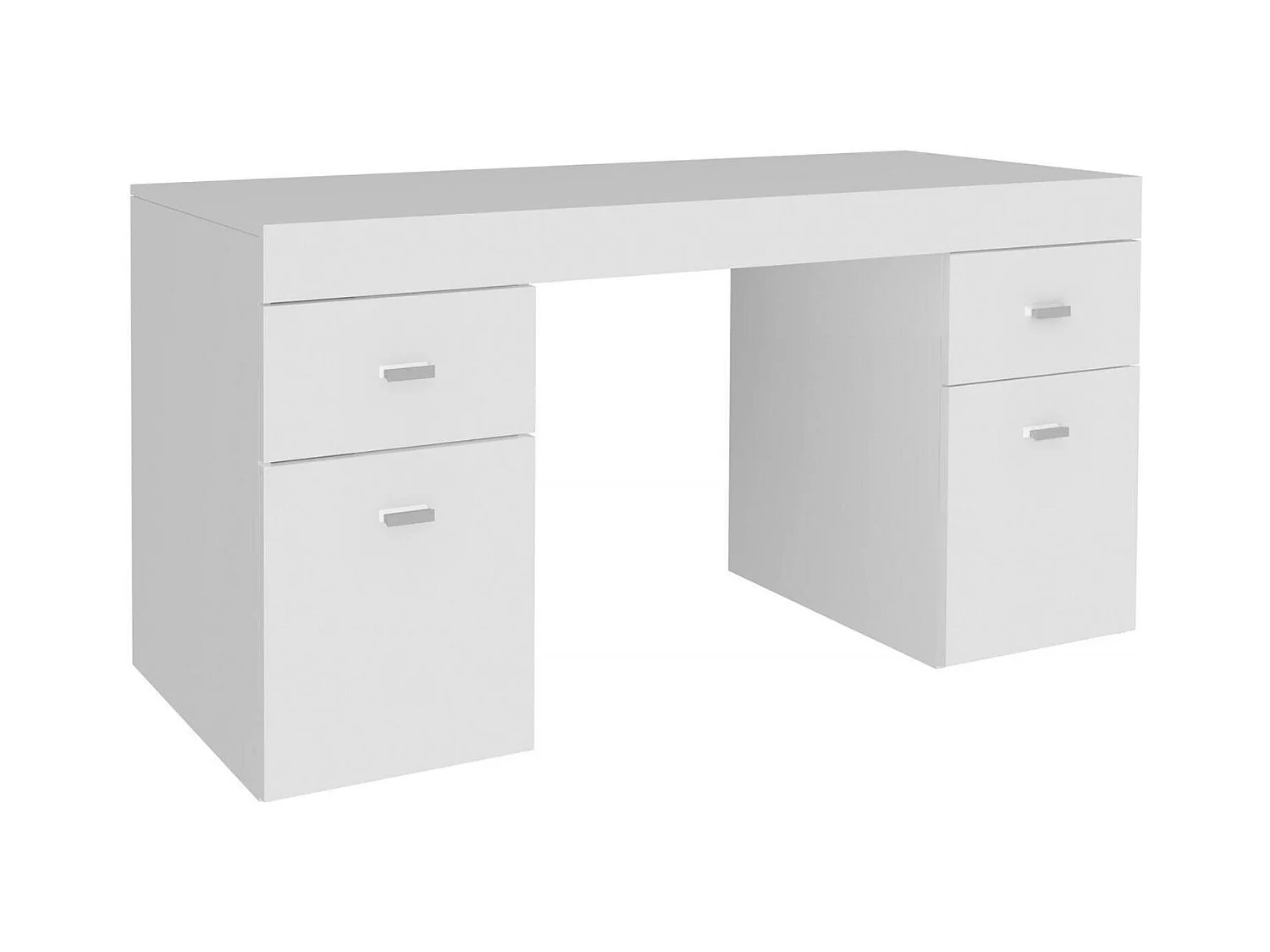 Bureau Cristiano, Bureau PC linéaire, Table de bureau polyvalente, Bureau peu encombrant, 100% Made in Italy, 130x60h75 cm, Blanc brillant
