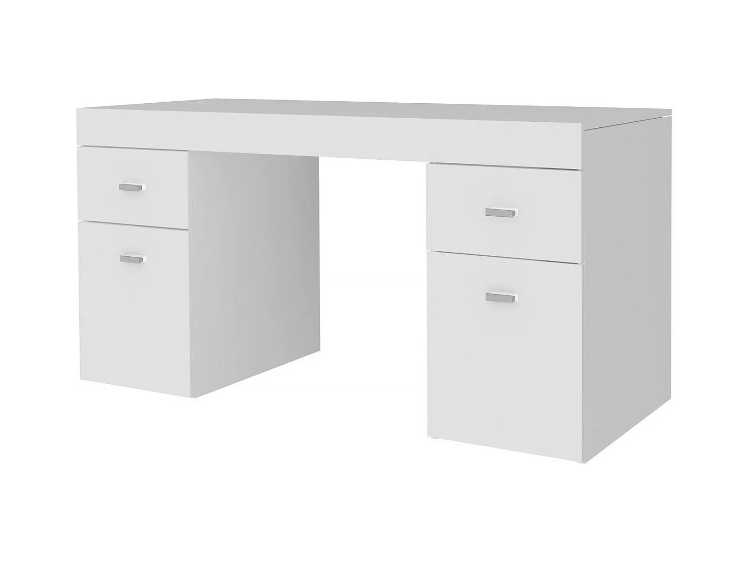 Bureau Cristiano, Bureau PC linéaire, Table de bureau polyvalente, Bureau peu encombrant, 100% Made in Italy, 130x60h75 cm, Blanc brillant