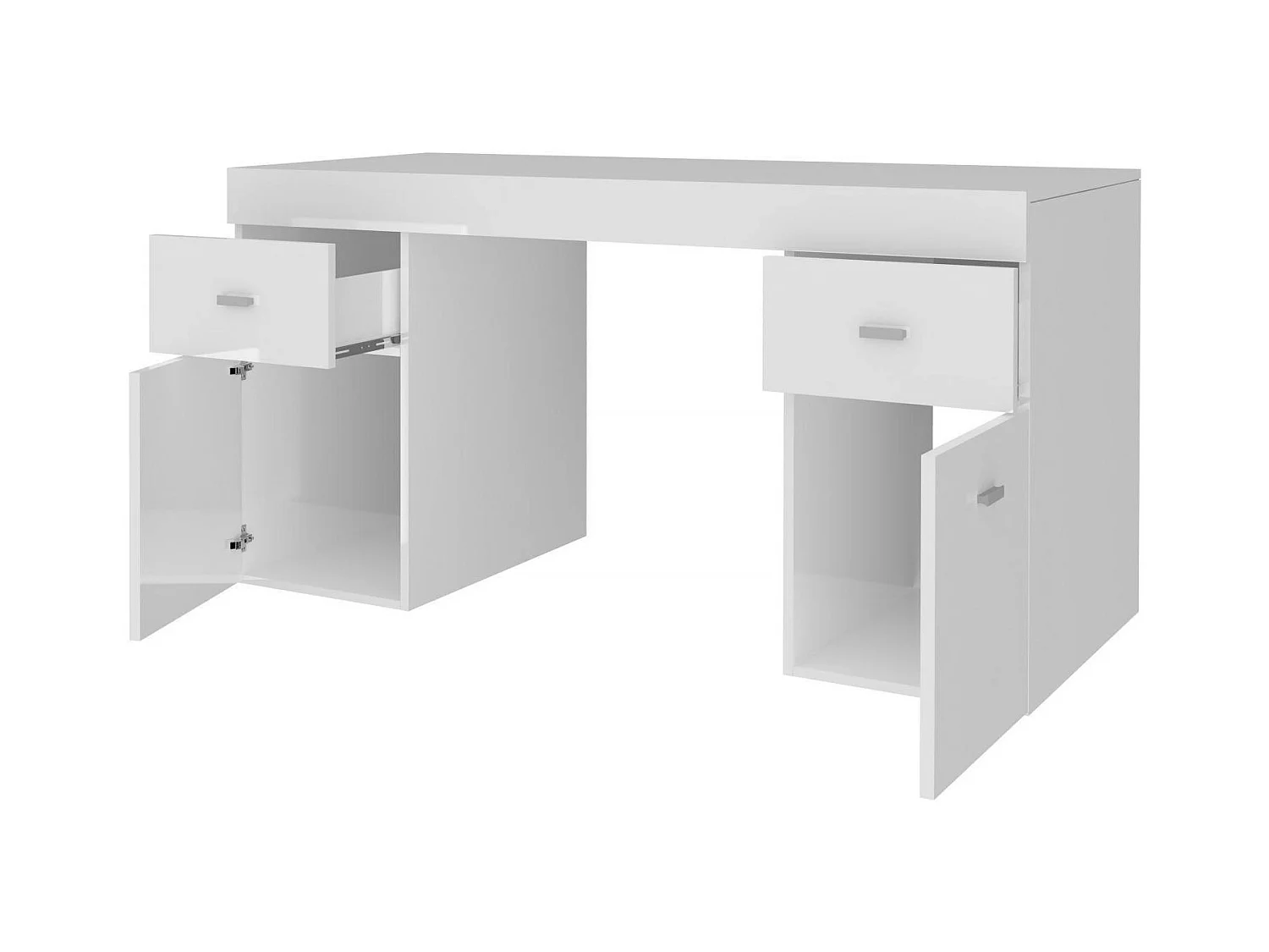 Bureau Cristiano, Bureau PC linéaire, Table de bureau polyvalente, Bureau peu encombrant, 100% Made in Italy, 130x60h75 cm, Blanc brillant