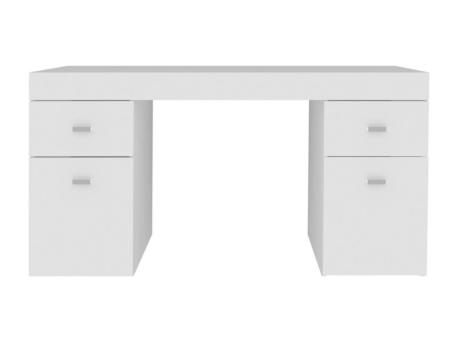 Bureau Cristiano, Bureau PC linéaire, Table de bureau polyvalente, Bureau peu encombrant, 100% Made in Italy, 130x60h75 cm, Blanc brillant