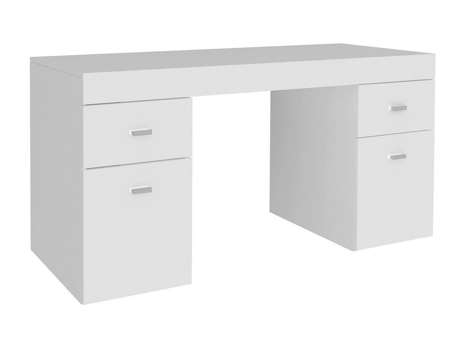 Bureau Cristiano, Bureau PC linéaire, Table de bureau polyvalente, Bureau peu encombrant, 100% Made in Italy, 130x60h75 cm, Blanc brillant