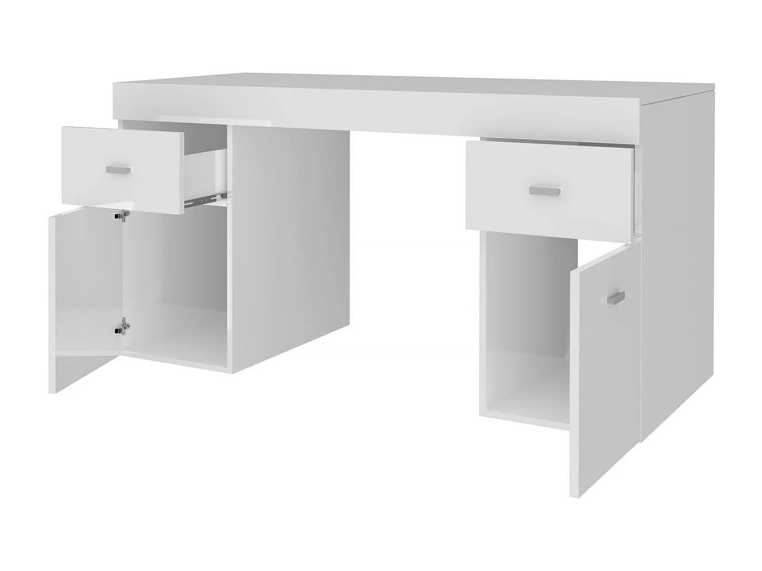 Bureau Cristiano, Bureau PC linéaire, Table de bureau polyvalente, Bureau peu encombrant, 100% Made in Italy, 130x60h75 cm, Blanc brillant
