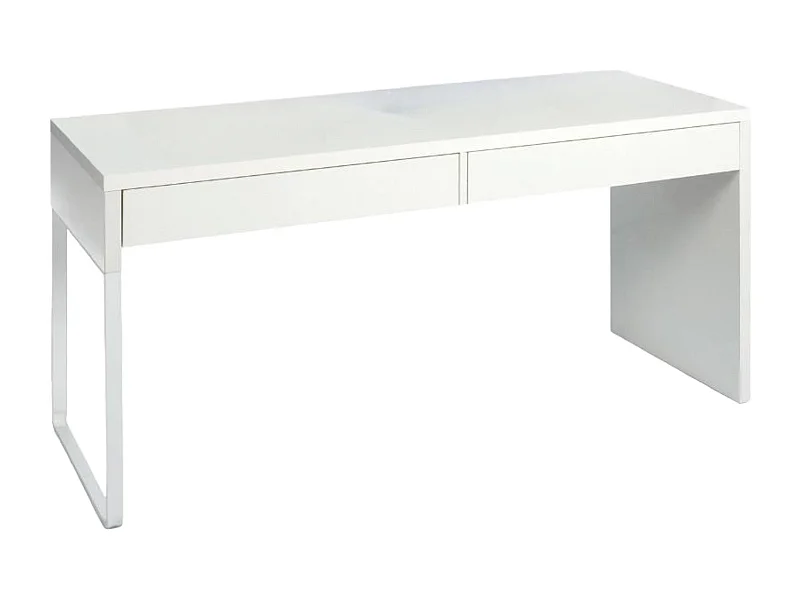 Bureau Houston, Bureau réversible multifonctionnel, Table d'étude PC avec 2 tiroirs, 138x50h75 cm, Blanc