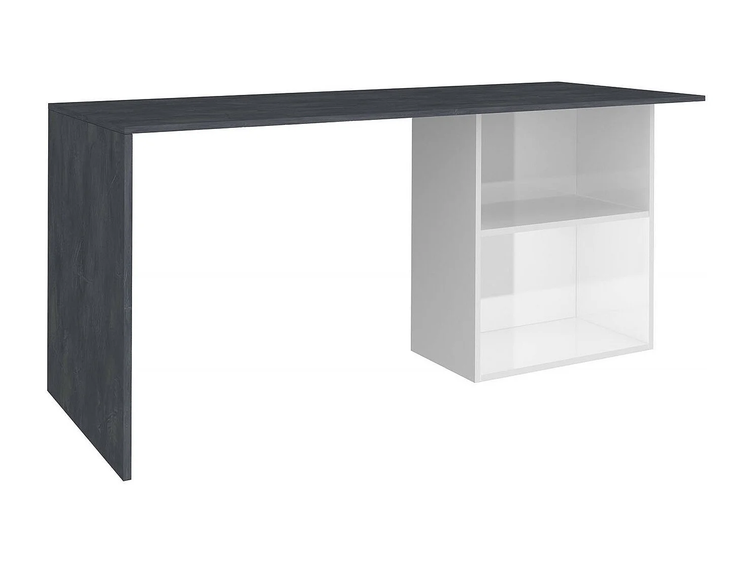 Bureau Raimondo, Bureau PC Linéaire, Table de bureau polyvalente, Bureau peu encombrant, 100% Made in Italy, 110x50h75 cm, Blanc brillant et ardoise