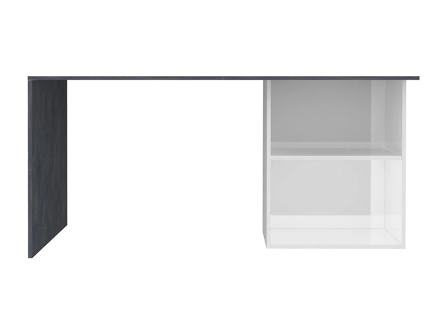 Bureau Raimondo, Bureau PC Linéaire, Table de bureau polyvalente, Bureau peu encombrant, 100% Made in Italy, 110x50h75 cm, Blanc brillant et ardoise