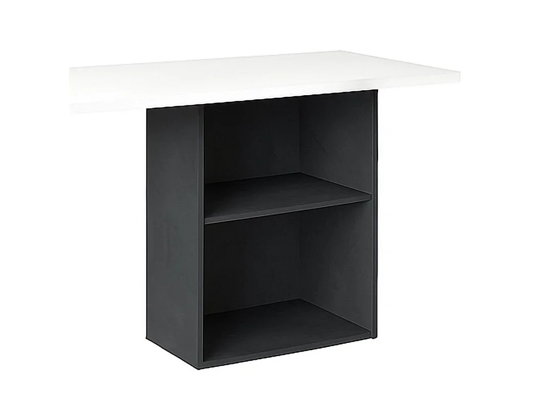 Mesa Raimondo, Mesa Linear para PC, Mesa de escritório multiuso, Mesa que economiza espaço, 100% Fabricado na Itália, 110x50h75 cm, Branco brilhante e ardósia